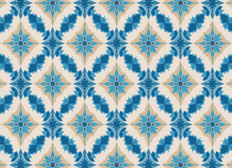 Blue and Tan Tile Pattern 
