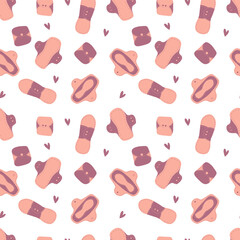 Seamless pattern with fabric reusable feminine pads for eco-friendly menstrual hygiene