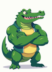 Fototapeta premium Cartoon Crocodile Crossing Arms