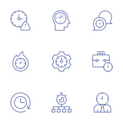 Time icons set. Thin Line style, editable stroke. time, expired, time management, work time