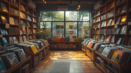 Vintage Vinyl Markets, vibrant colors, eclectic styles, indoor setting, inviting