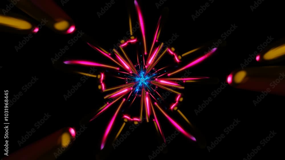 Aufkleber multicolored neon patterns pulse in a hypnotic, psychedelic seamless vj loop.