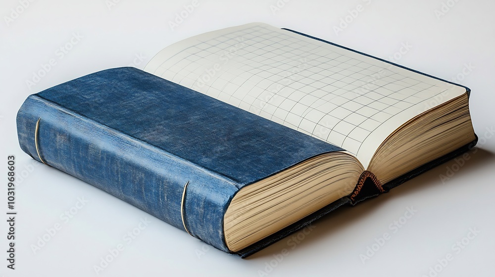 Aufkleber detailed cartoonstyle 3d illustration of a realistic note book with white grid paper and empty copy 