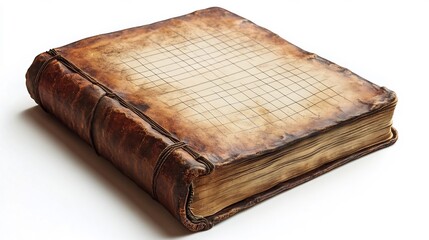 Detailed cartoonstyle 3D illustration of a realistic note book with white grid paper and empty copy space showcasing sleek minimalism and a crisp clean design isolated on a white background