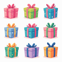 Fototapeta premium Colorful Gift Boxes with Ribbons and Bows 