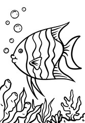 Coloring page outline of the ​​fish vector illustration in cute line cartoon style suitable for kid