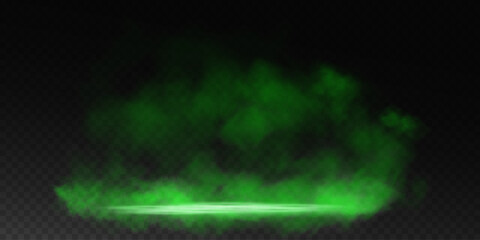 Fantastic smoke background. Magic smoke magic fog, green vapour. Vector illustration.	
