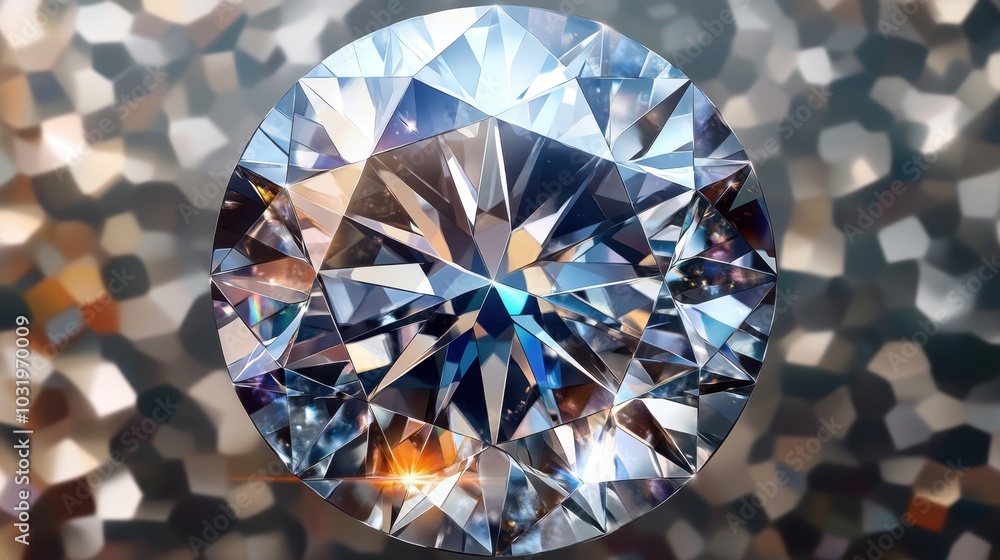 Poster a brilliant cut diamond sparkling against a soft bokeh background filled with warm hues illuminated 