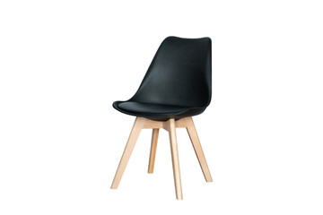 black chair with wooden legs isolated on a white background