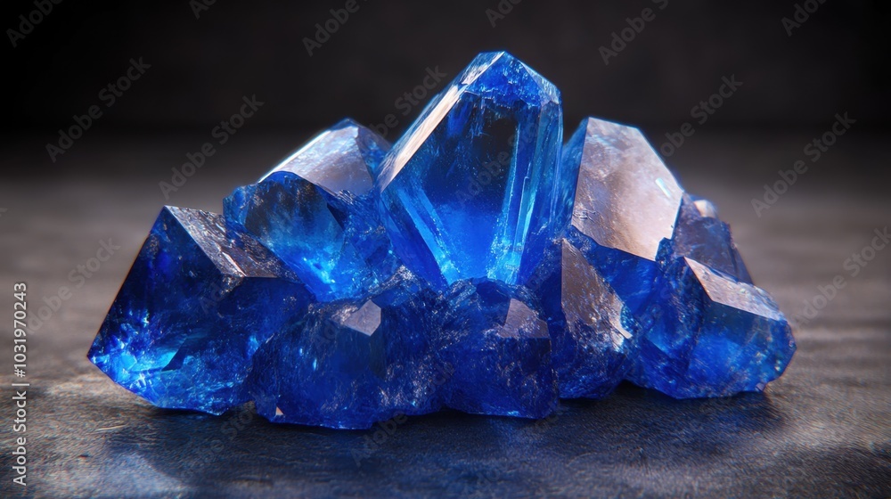 Aufkleber luminous blue crystals sparkling under soft light create a captivating display of nature\'s artistry