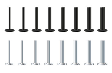 Metal poles with different diameters. metal columns. Steel pipes. Template design for urban advertising banners.
