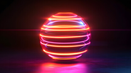 Neon Light Orb Radiating Rhythmic Energy