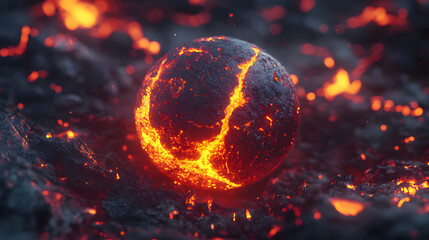 Fiery Pulsating Sphere with Molten Lava Texture