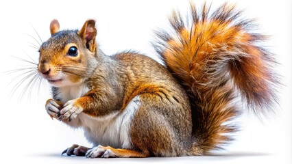 Obraz premium Squirrel Isolated on Transparent Background - Perfect for Product Photography, Wildlife Illustrations, Nature Projects, Educational Materials, and More