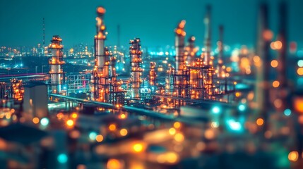 Fototapeta premium Vibrant Nighttime Cityscape with Glowing Skyscrapers and Bustling Urban Landscape