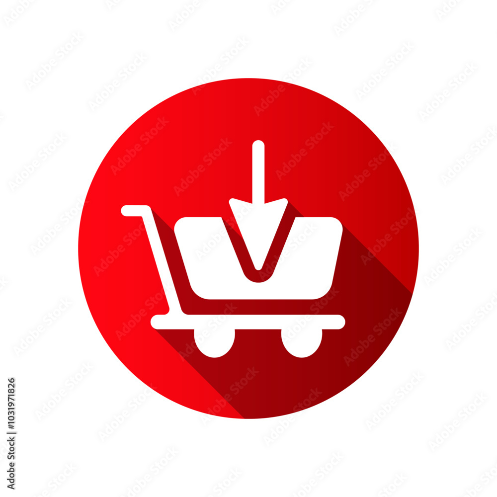 Aufkleber shopping add cart button icon or shop basket internet click symbol on white background