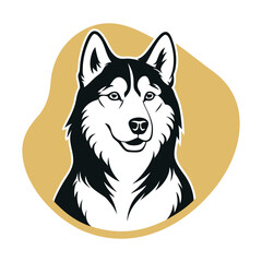Fototapeta premium A black and white dog with a white muzzle and a black and white fur