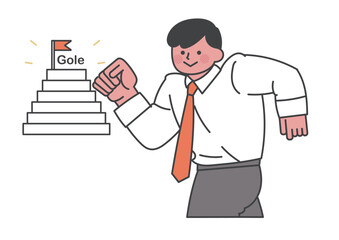 ゴールを目指す男性のイラスト