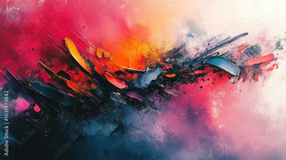 Poster vibrant abstract expression of color explosion creating a dynamic visual experience in a modern art 