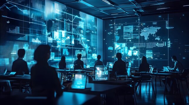 Students Interacting with 3D Historical Data Visualizations in Futuristic Classroom