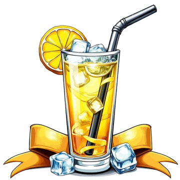 Lemon Drink with Ice and Straw
