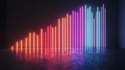 Fototapeta premium Glowing Neon Data Graph Showcasing Sales Insights in the Dark