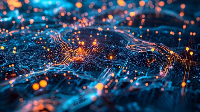 Digital Heatmap Graph Overlay on Geographic Map Data Visualization Concept