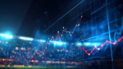 Sports Team Performance Graph Visualized on Stadium Background