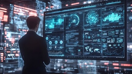 Futuristic AI Driven Marketing Dashboard with Real Time Holographic Analytics and Consumer Behavior Insights