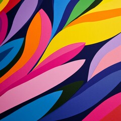 A vibrant abstract design featuring colorful, flowing shapes and patterns.