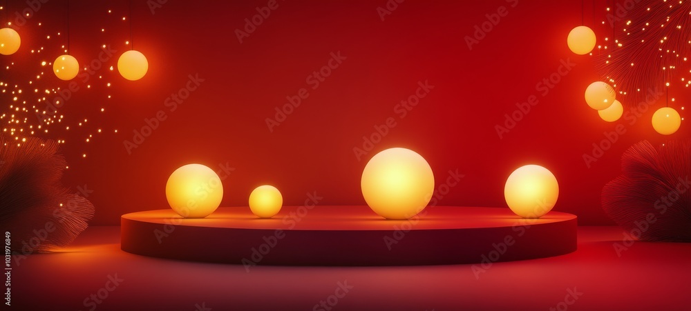 Aufkleber circles with glowing red led lights displayed on a sleek surface against a gradient background