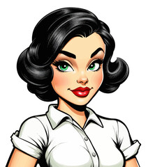 Retro Woman Portrait with Green Eyes 
