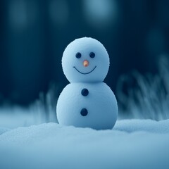 Obraz premium A cheerful snowman stands on a snowy landscape, evoking winter joy.