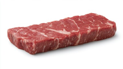 Obraz premium Succulent cut of fresh beef resting on a clean surface, ready for culinary preparation in a home kitchen setting