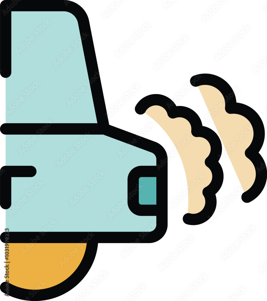 Poster car using sensor system for parking icon vector outline color flat