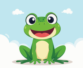 Fototapeta premium Smiling Green Frog Cartoon Illustration 