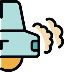 Car using sensor system for parking icon vector outline color flat