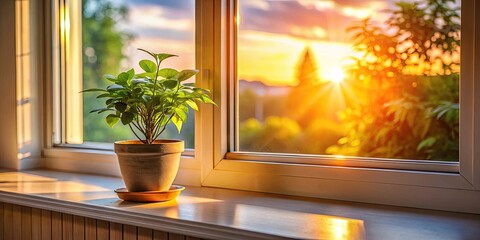 Sunrise Illuminating Indoor Potted Plant with Natural Light and Fresh Vibes for Home Decor Inspiration