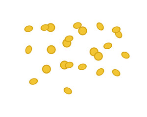 Coins falling, money rain, coins in the air. Color simple flat illustration.
