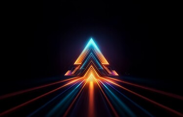 A glowing geometric shape with an upward point and emanating light streaks.