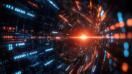 Naklejka premium Digital transformation concept. System engineering. Binary code