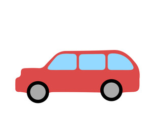 Red car. Children's toy. Color simple flat illustration.