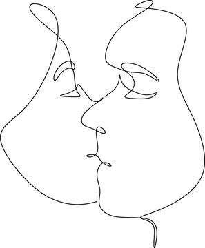 recommend clip art: Couple kissing. Trendy line drawing. Couple illustration in one line. Minimalistic vector illustration. Continuous abstract one line drawing,
