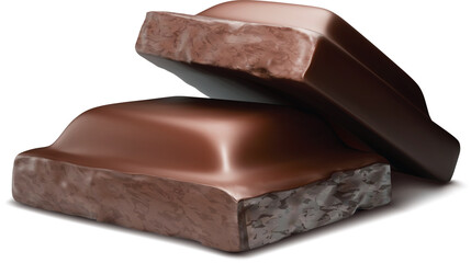 3d dark chocolate bar piece 