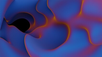 Abstract Red and Blue Curved Lines in Dynamic Gradient Flow