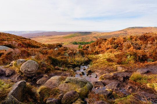 Cold winter morning on a rain soaked Burbage Edge, Derbyshire.