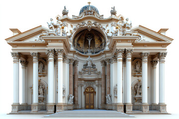 Obraz premium Ornate building facade, white isolate background