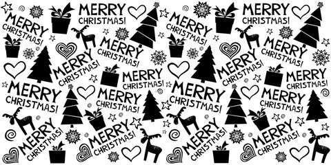 Christmas and New Year festive design with seamless pattern. Good for textile fabric design, wrapping paper, website wallpapers, textile, wallpaper and apparel. Xmas decoration.  vector illustration