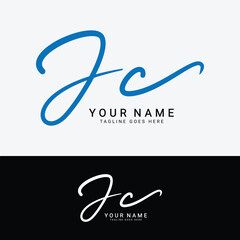 J, C, JC Initial letter logo. Alphabet JC Handwritten Signature logo