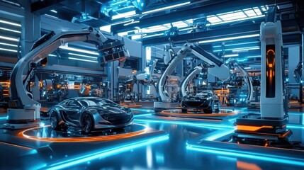 Naklejka premium Intelligent factory and Industry 4.0 management.